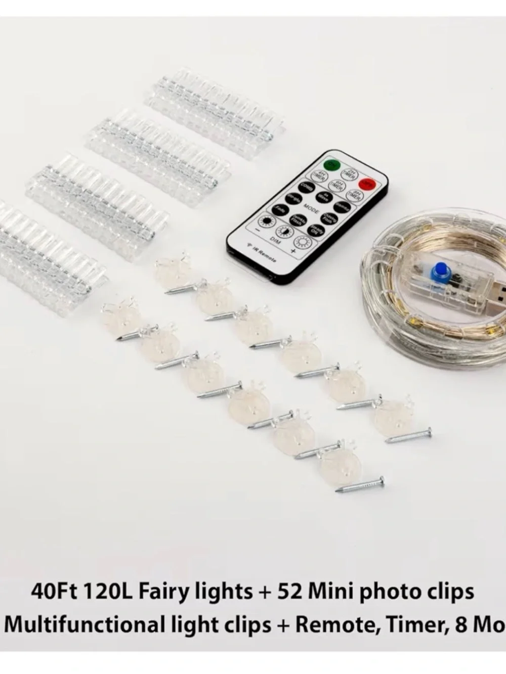120L LED Fairy Light String with Remote - Warm White